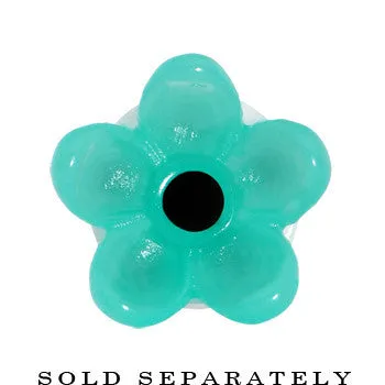 0 Gauge Acrylic Aqua Flower Saddle Plug