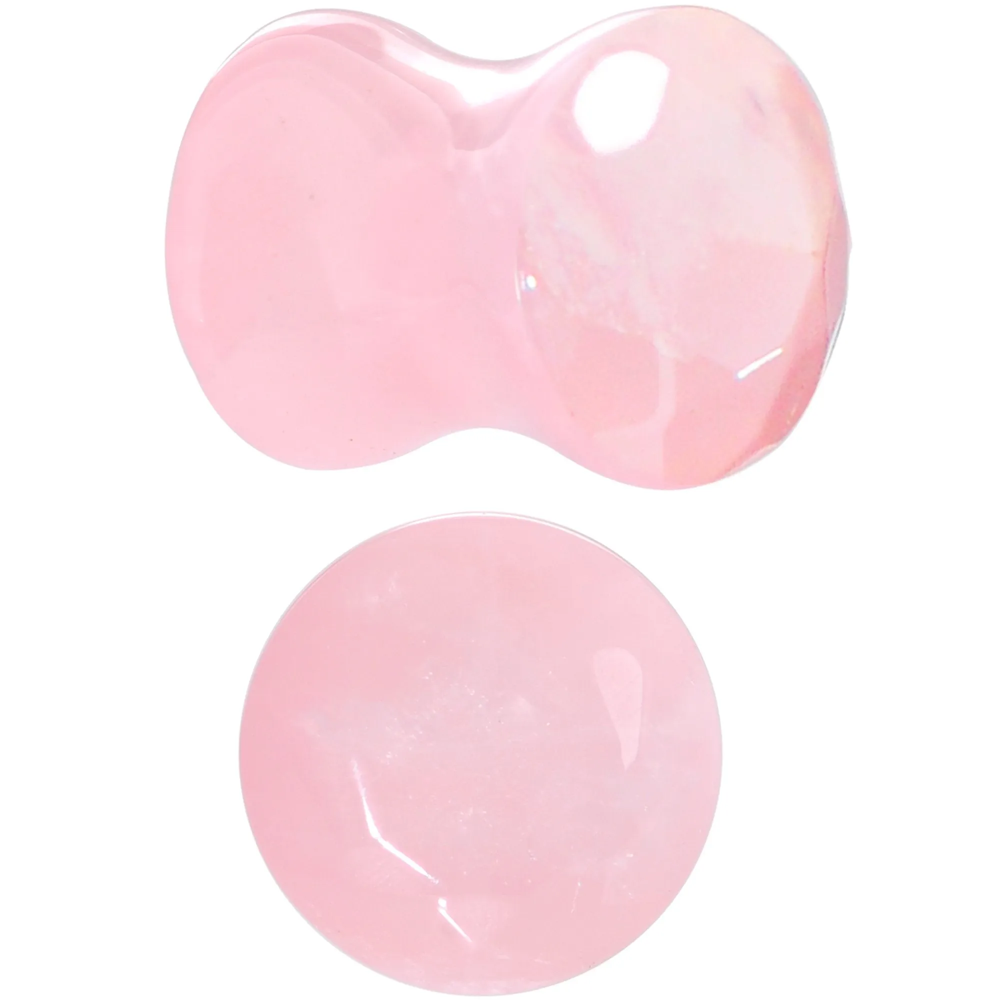 0 Gauge Rose Flower Quartz Semi Precious Stone Faceted Double Flare Plug Set