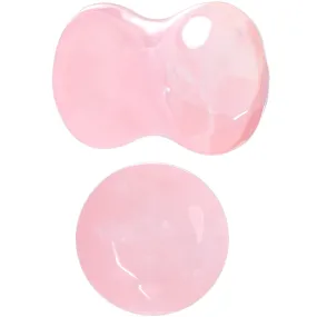 0 Gauge Rose Flower Quartz Semi Precious Stone Faceted Double Flare Plug Set