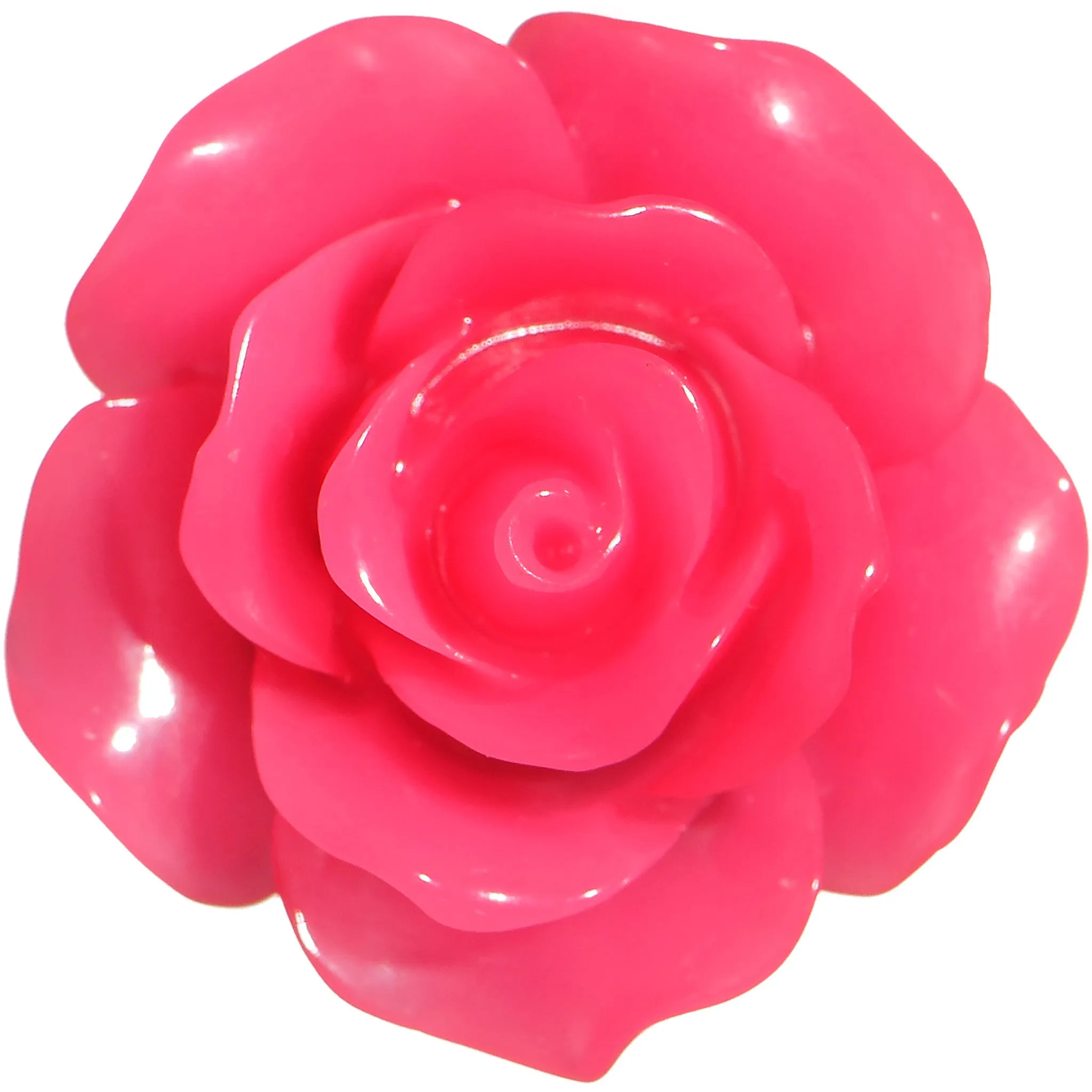 00 Gauge Acrylic Black Neon Pink Rose Flower Saddle Plug Set