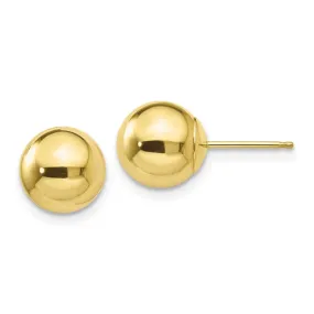 10k Polished 8mm Ball Post Earrings