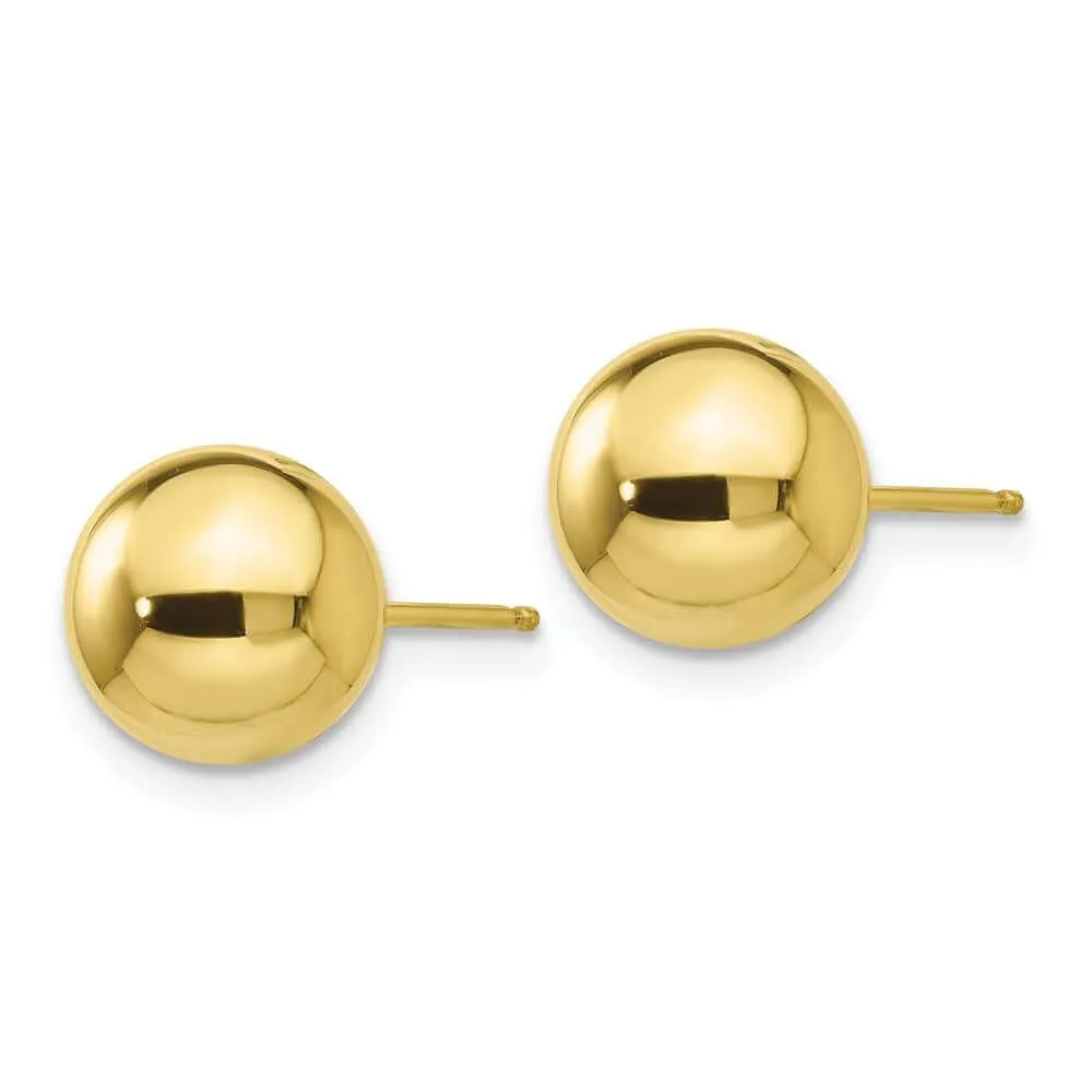 10k Polished 8mm Ball Post Earrings