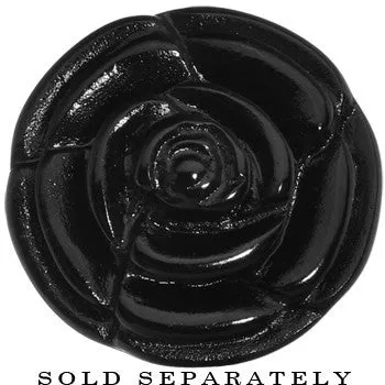 1/2 Black Blooming Rose Flower Single Flare Plug