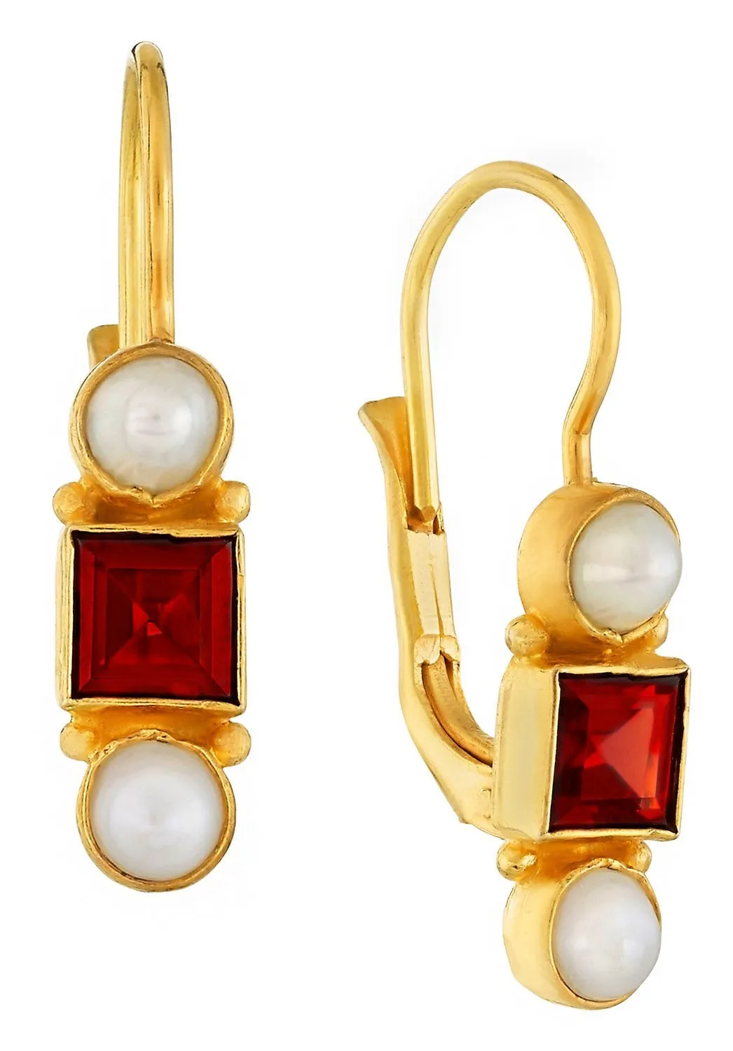 14k Banbury Garnet and Pearl Earrings