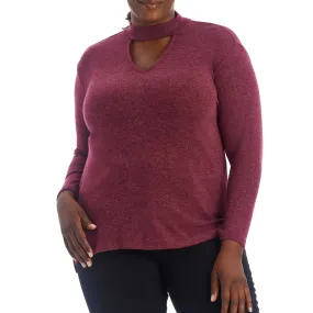 1.STATE Women's Plus Long Sleeve Drop Shoulder Keyhole Top Sweater