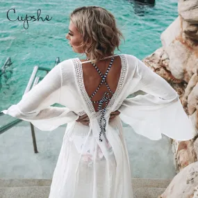 2021 CUPSHE Sexy Ladies Cover up Open Back Dress Swimwear Tunic Kimono Size One Size