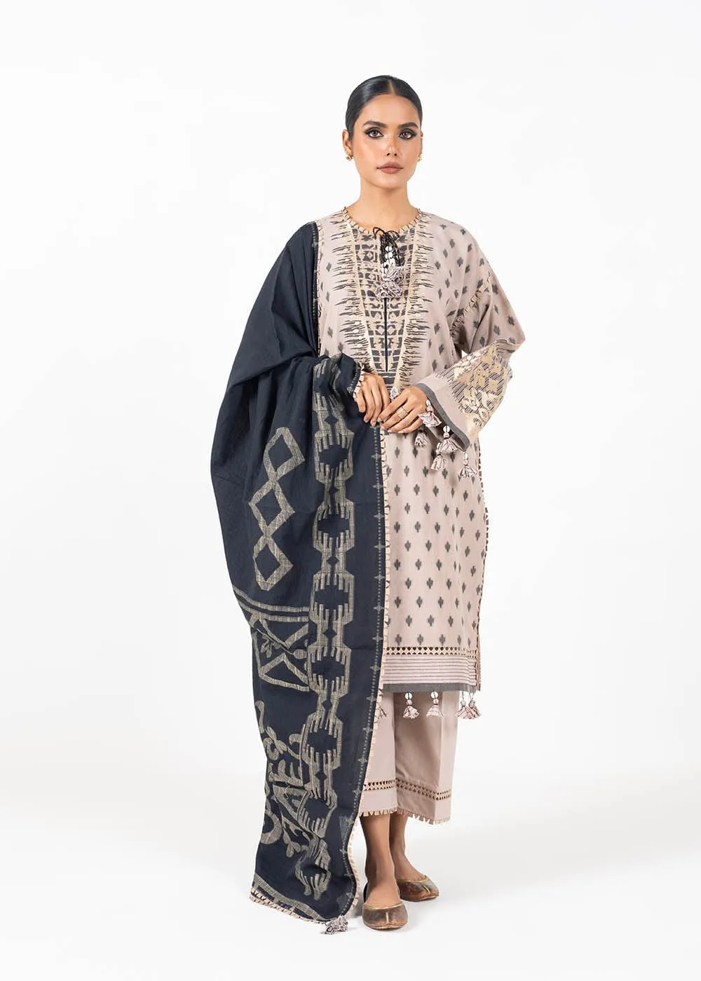 3 Pc Jacquard Suit With Jacquard Dupatta