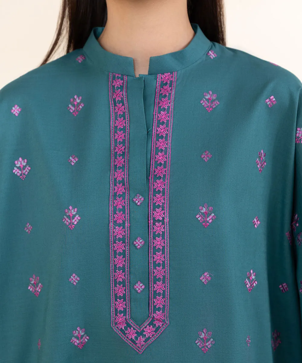 3 Piece - Embroidered Cotton Suit