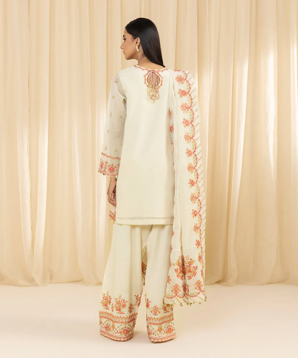 3 Piece -  Embroidered Karandi Suit