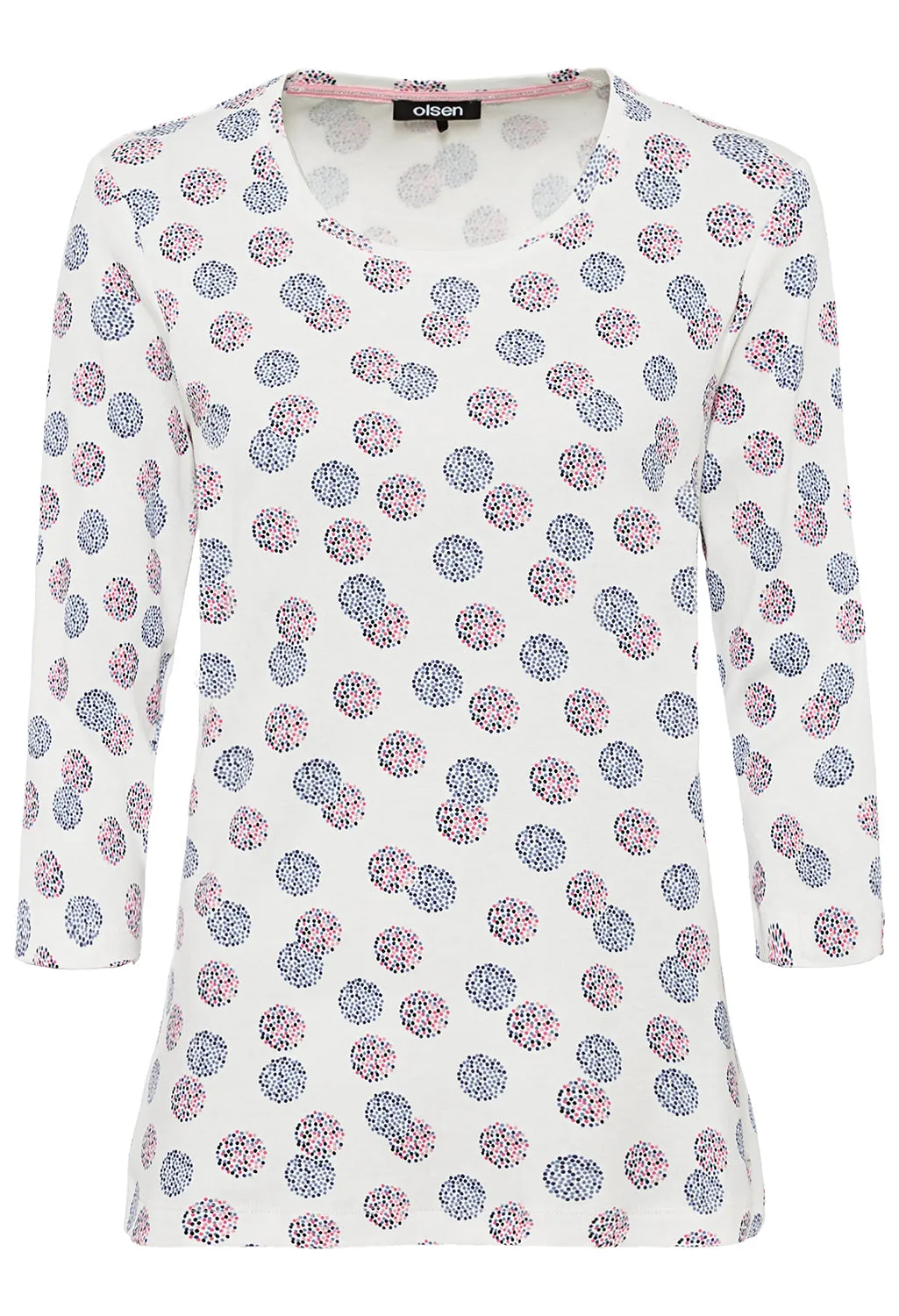 3/4 Sleeve Dot Print T-Shirt