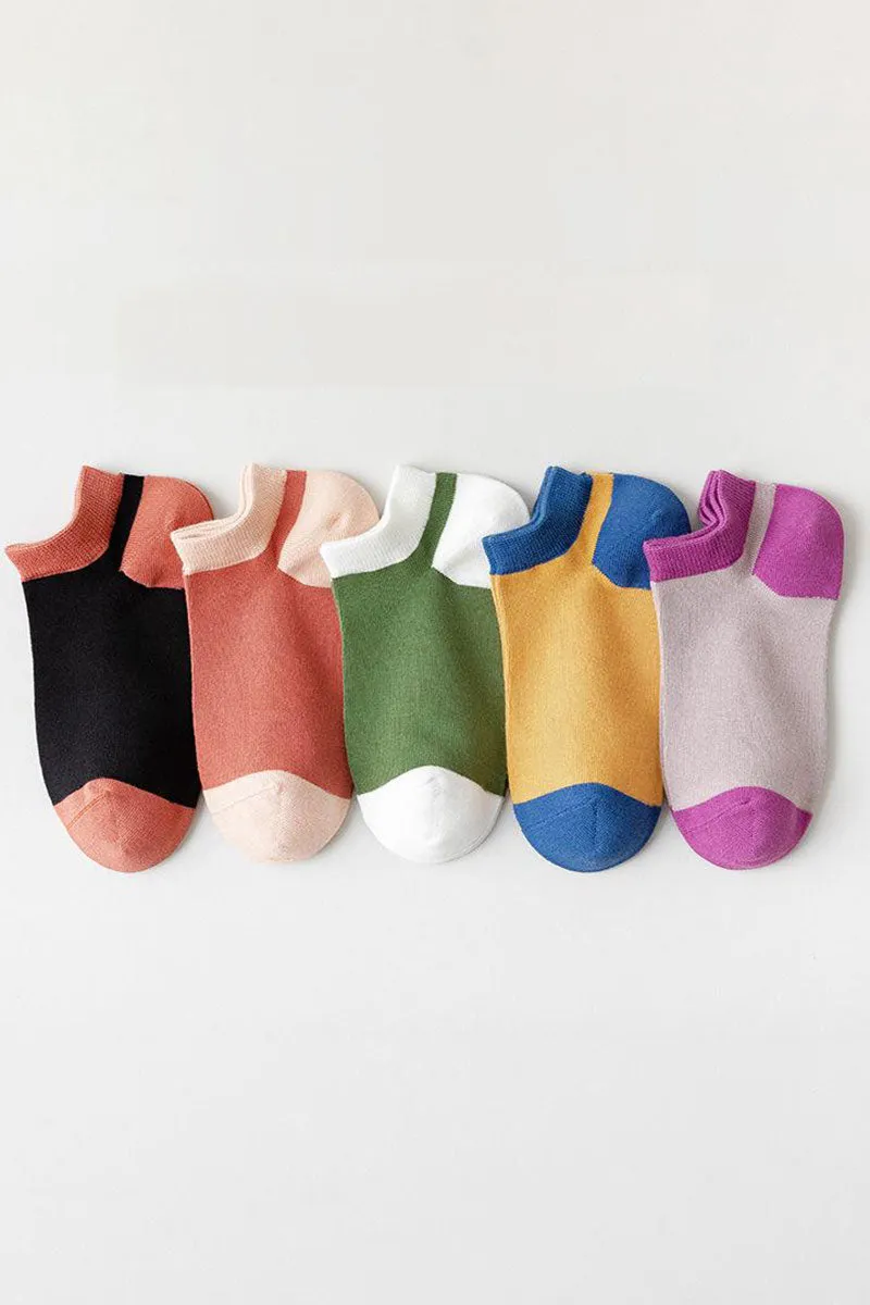 5PAIRS WOMEN SOCKS TWO TONE ANKLE SOCKS, 5PCS PER 1PACK