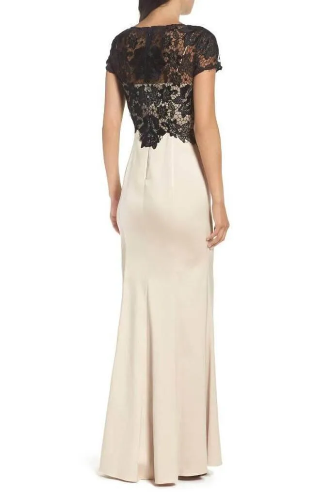 Adrianna Papell AP1E201377 Long Formal Short Sleeve Lace Dress