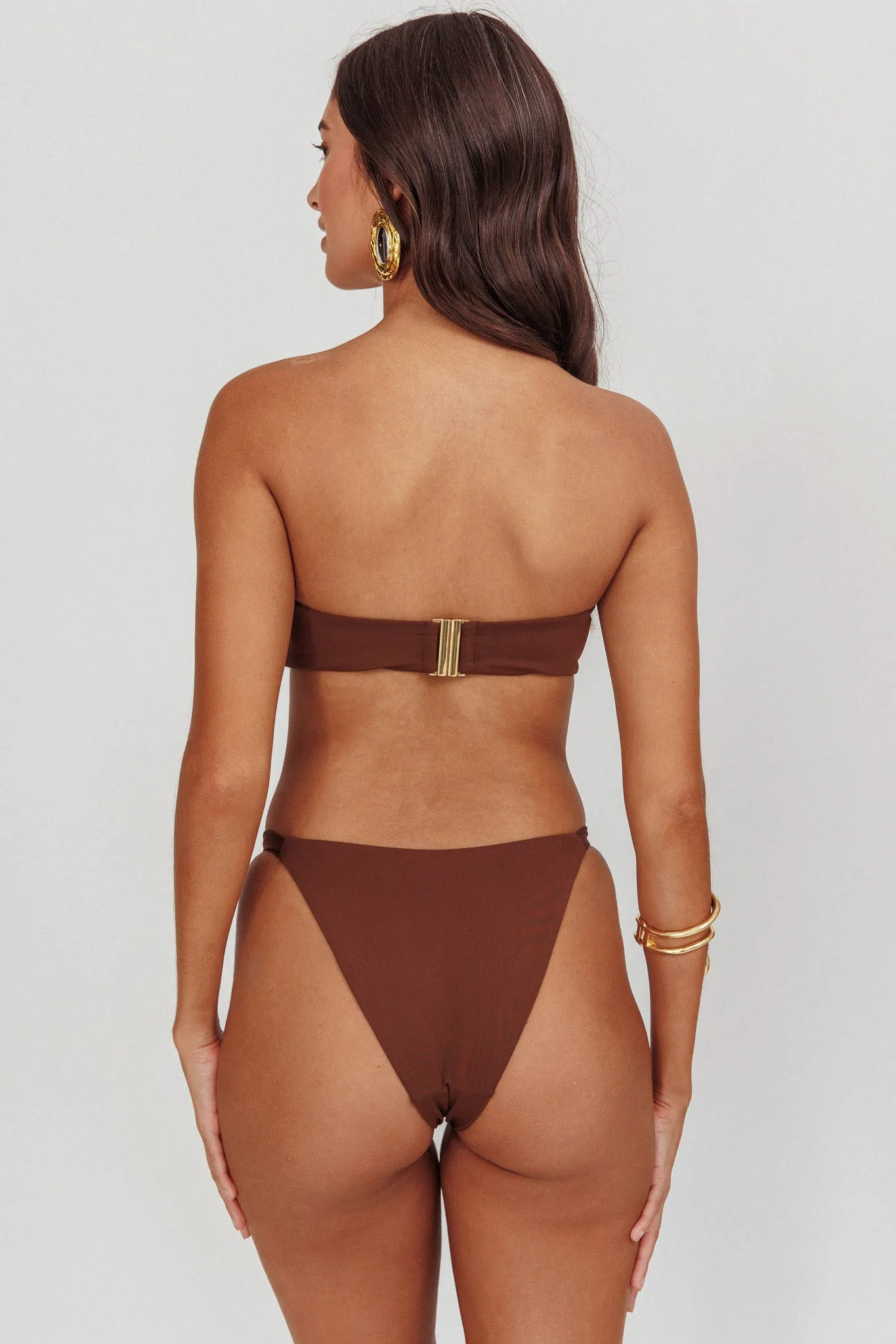 Agape Bandeau O-Ring Bikini Top Choc