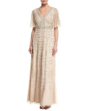 Aidan by Aidan Mattox Long Formal Flutter Sleeve Gown