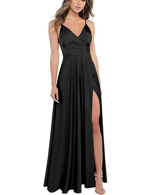 Aline Black Emerald Green Cocktail Pink Spaghetti Straps Long Fashion Evening Prom Dresses PD191