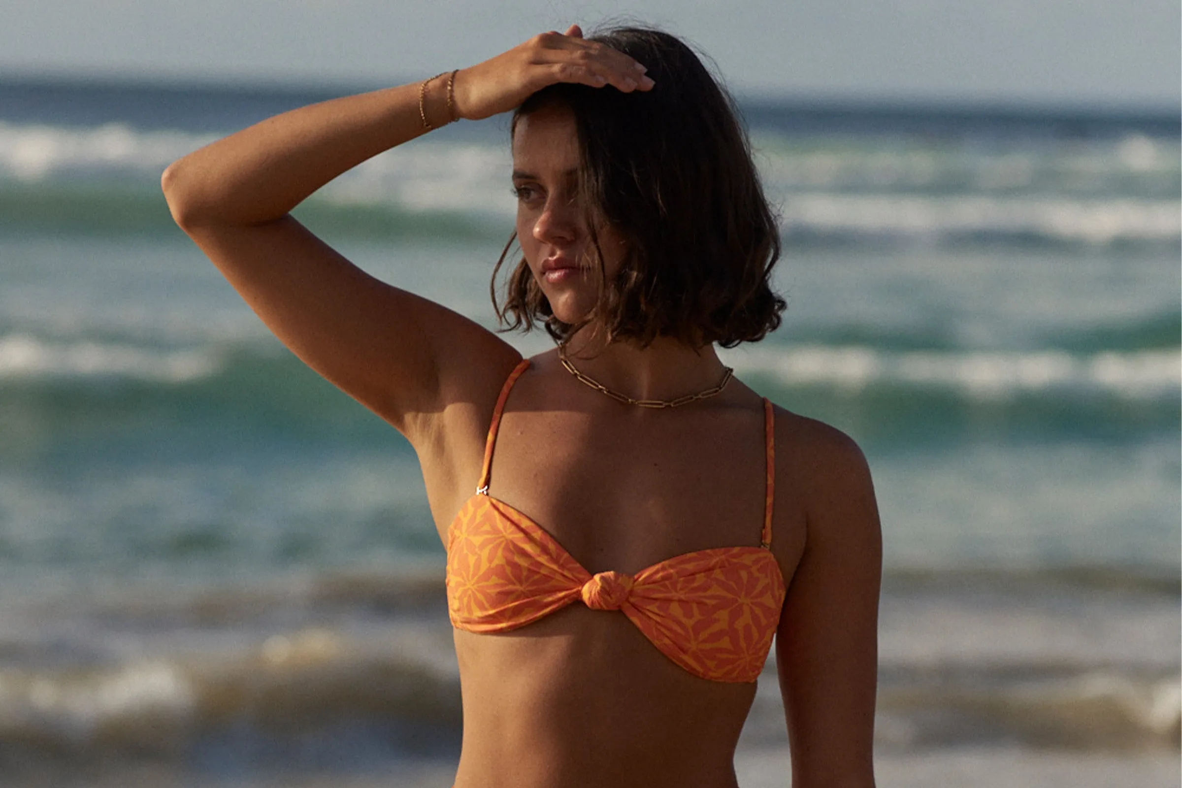 Allegra Knot Bandeau Top Orange