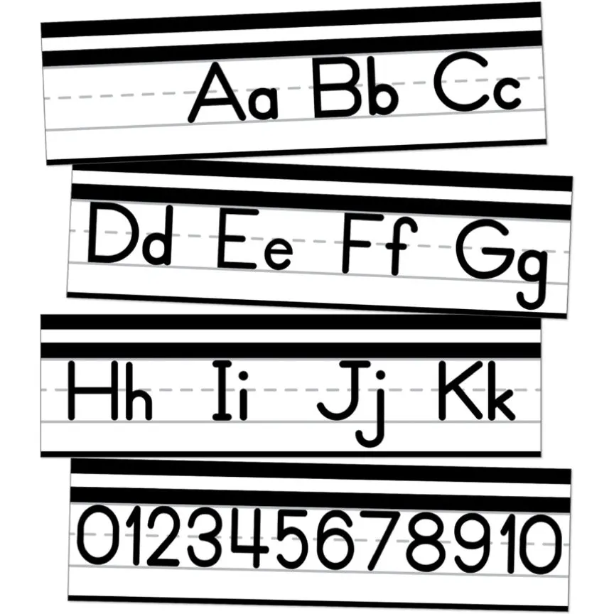 Alphabet Line | Mini Bulletin Board Set | Black and White | Schoolgirl Style