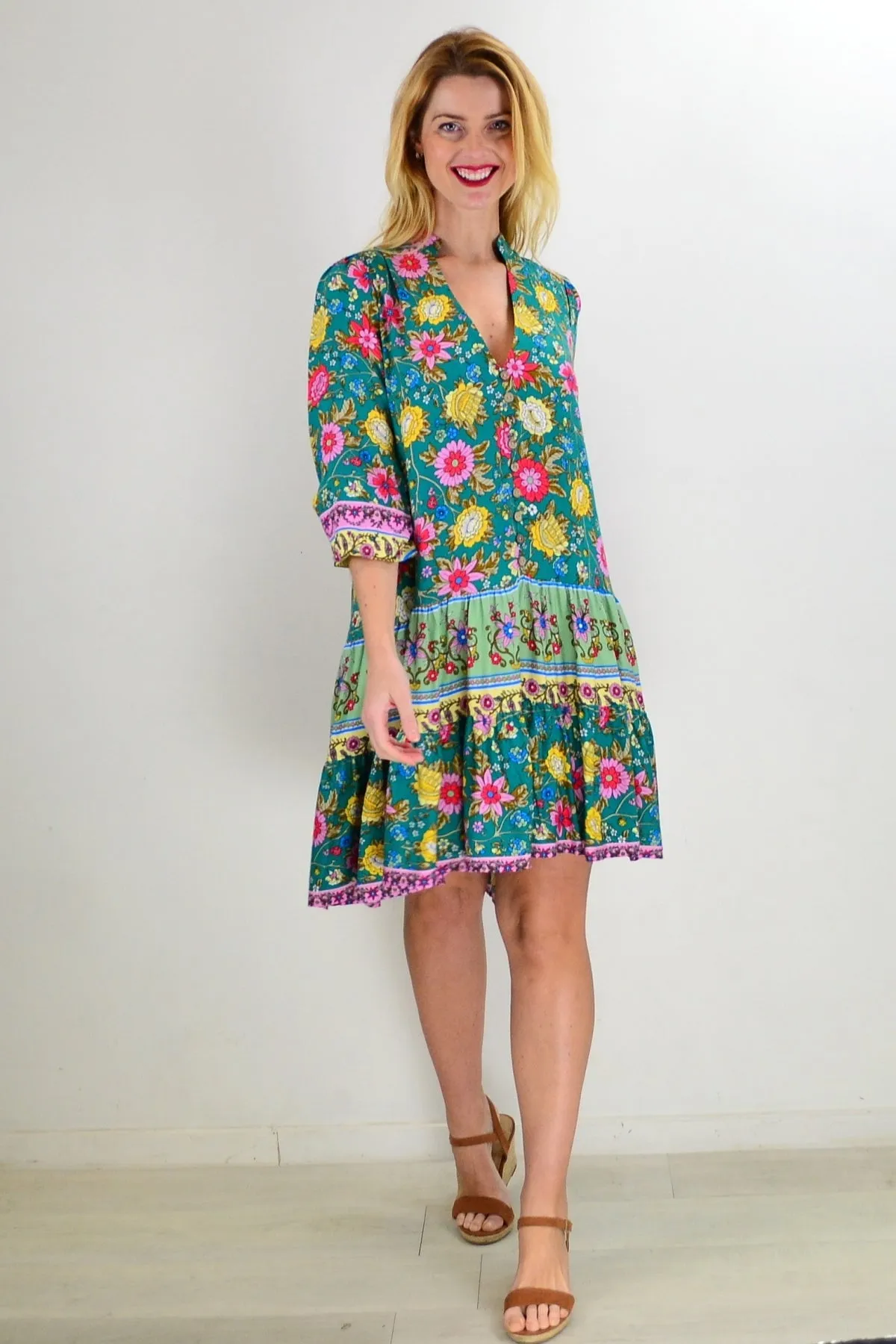 Aqua Green Eden Garden Tunic Dress