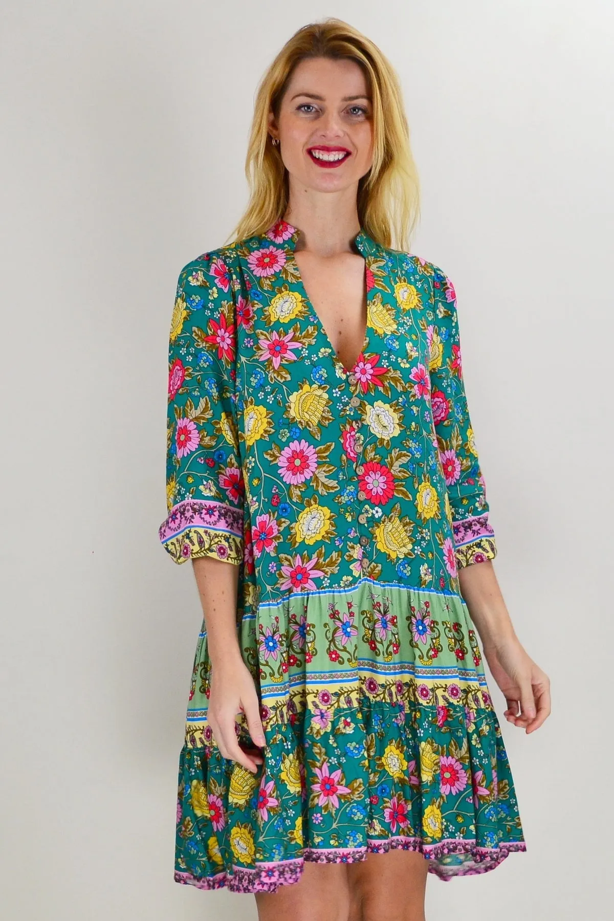 Aqua Green Eden Garden Tunic Dress