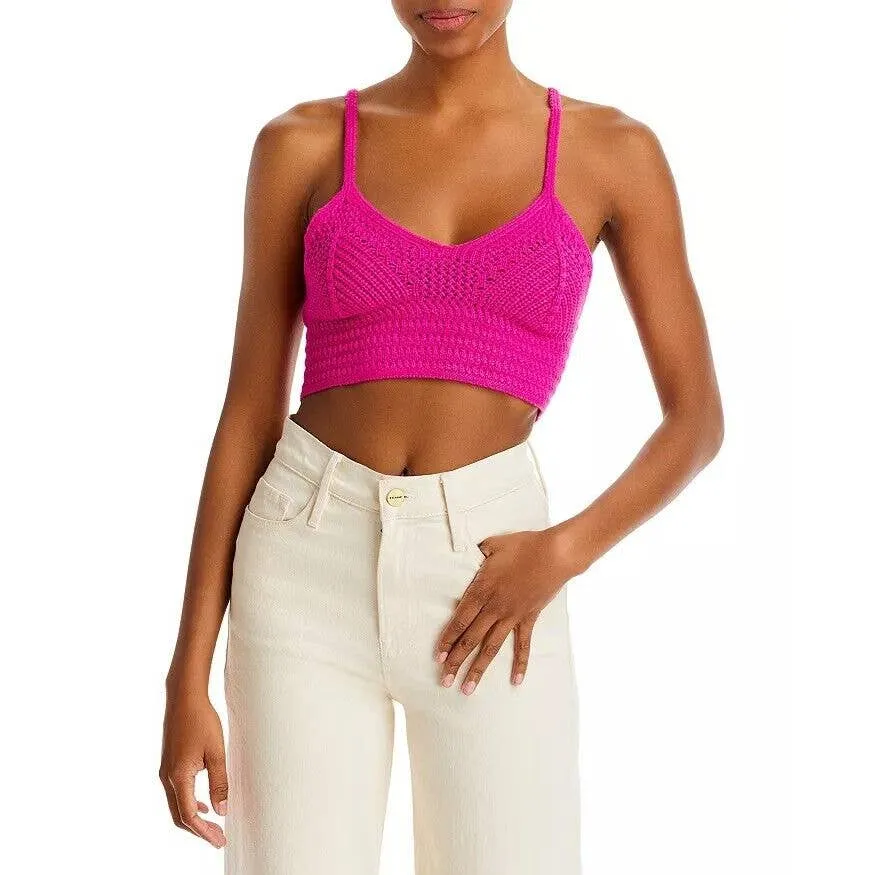 AQUA Ladies Hot Pink Crochet Crop Top, Size Medium, NWT!