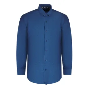 Aquascutum Textured Long Sleeve Dark Blue Shirt