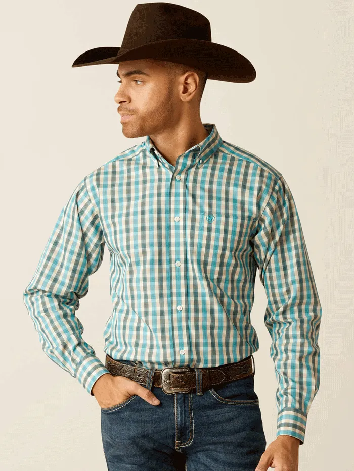 Ariat 10052380 Mens Wrinkle Free Gordie Fitted Shirt Teal