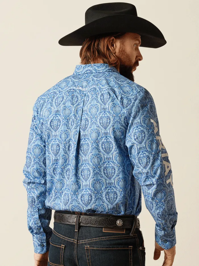 Ariat 10052627 Mens Team Kellan Fitted Shirt Blue