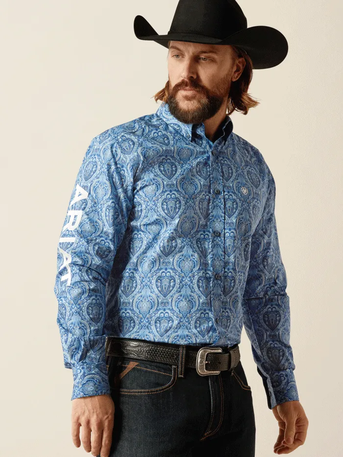 Ariat 10052627 Mens Team Kellan Fitted Shirt Blue