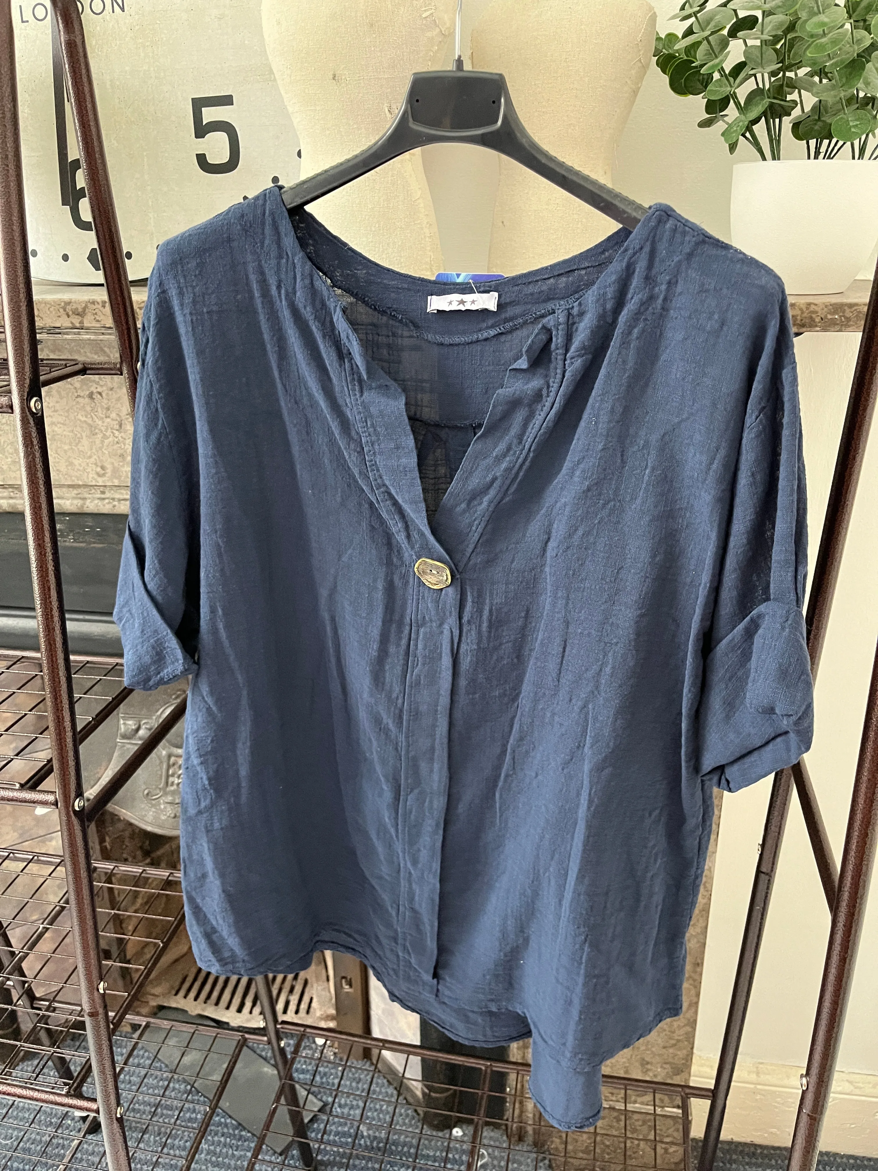 Atlanta One Button Boxy Slouch Blouse