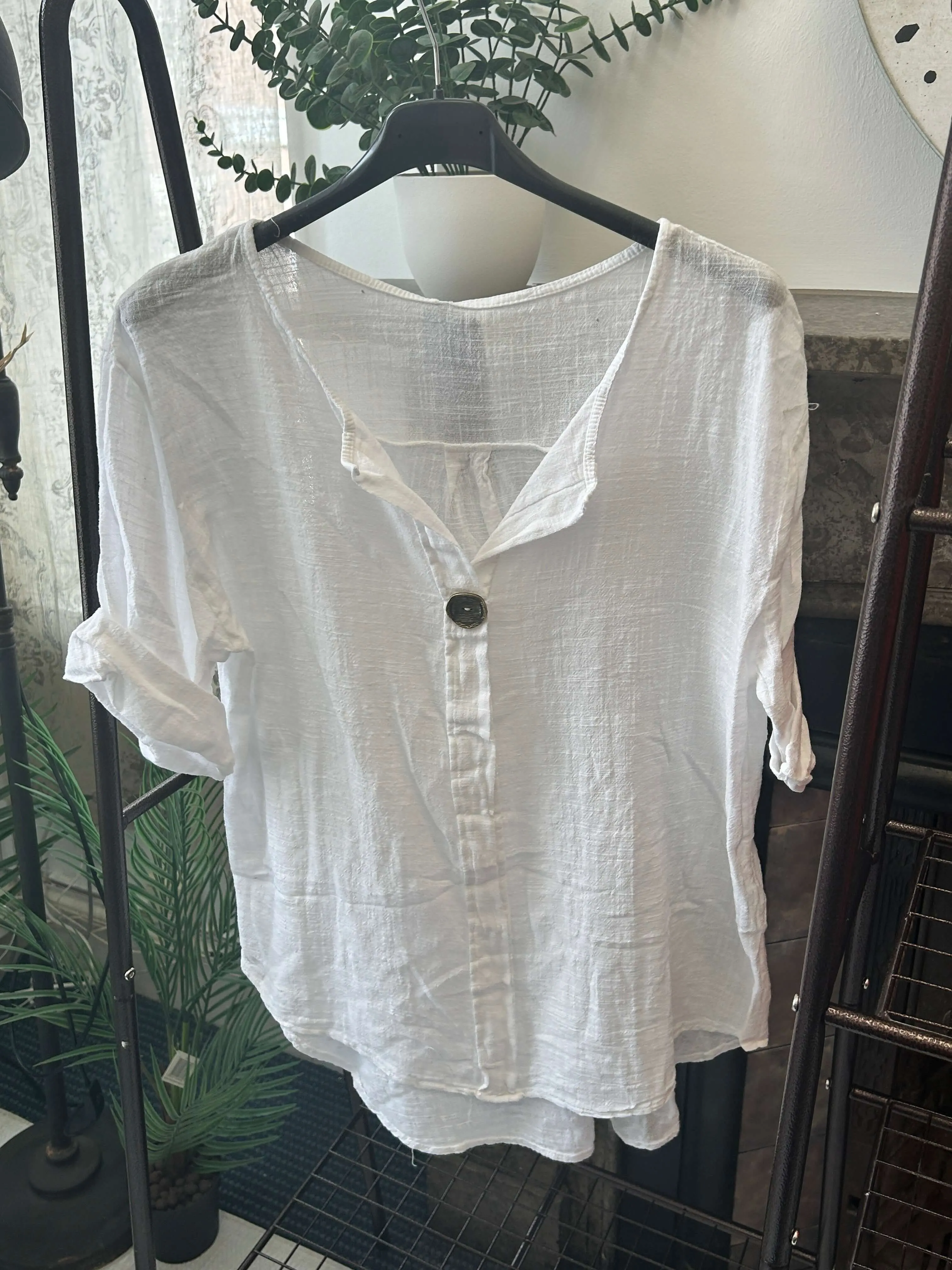 Atlanta One Button Boxy Slouch Blouse