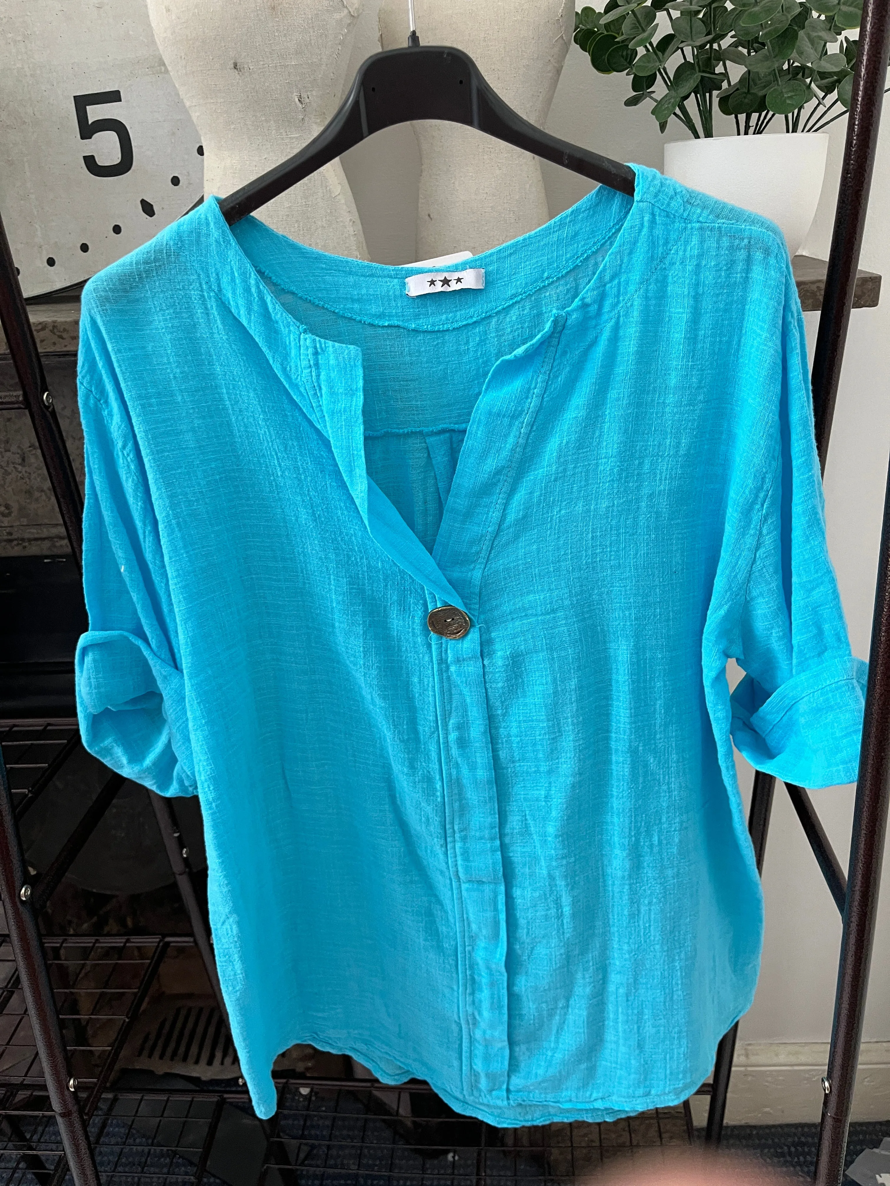 Atlanta One Button Boxy Slouch Blouse