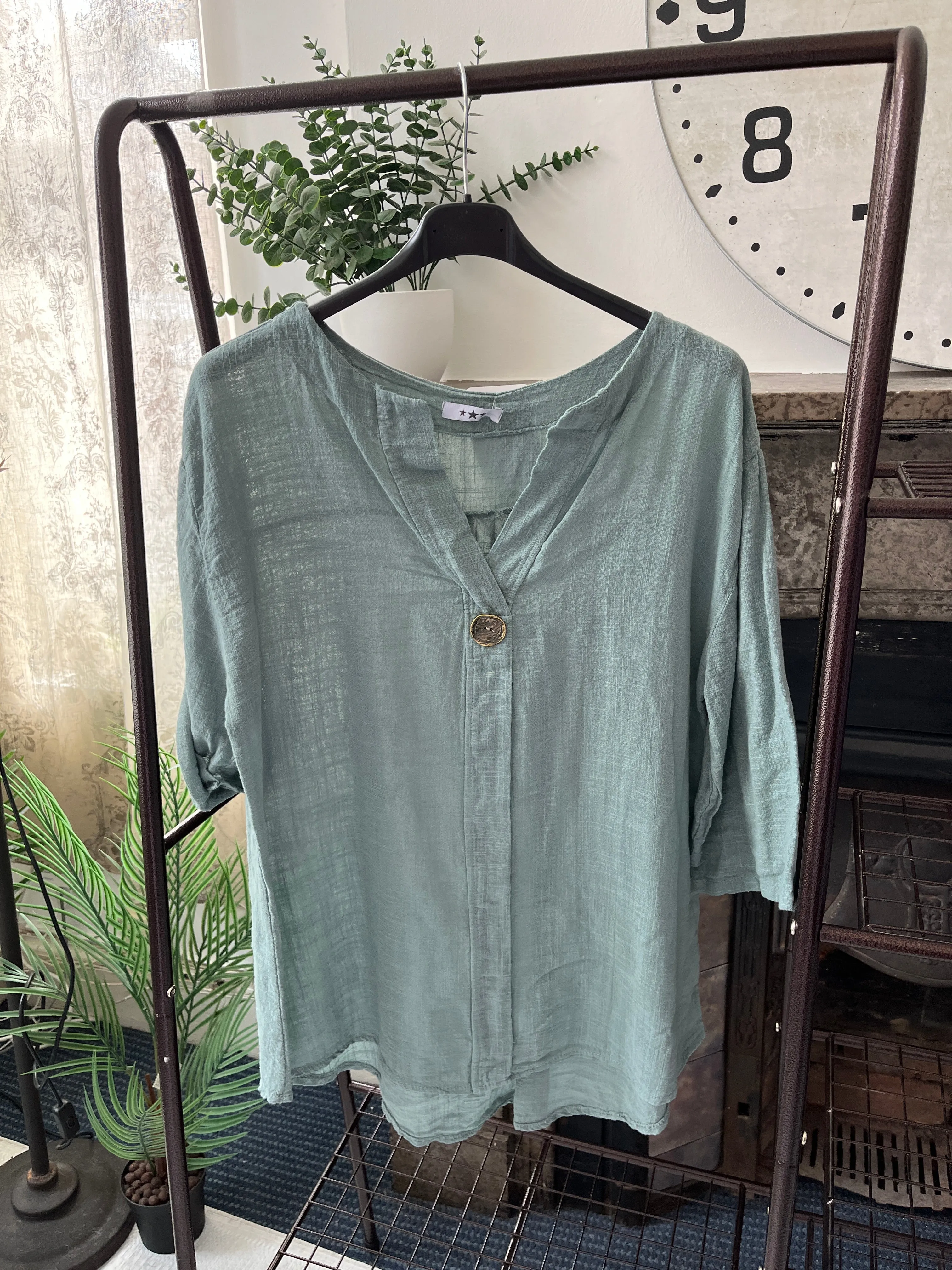 Atlanta One Button Boxy Slouch Blouse