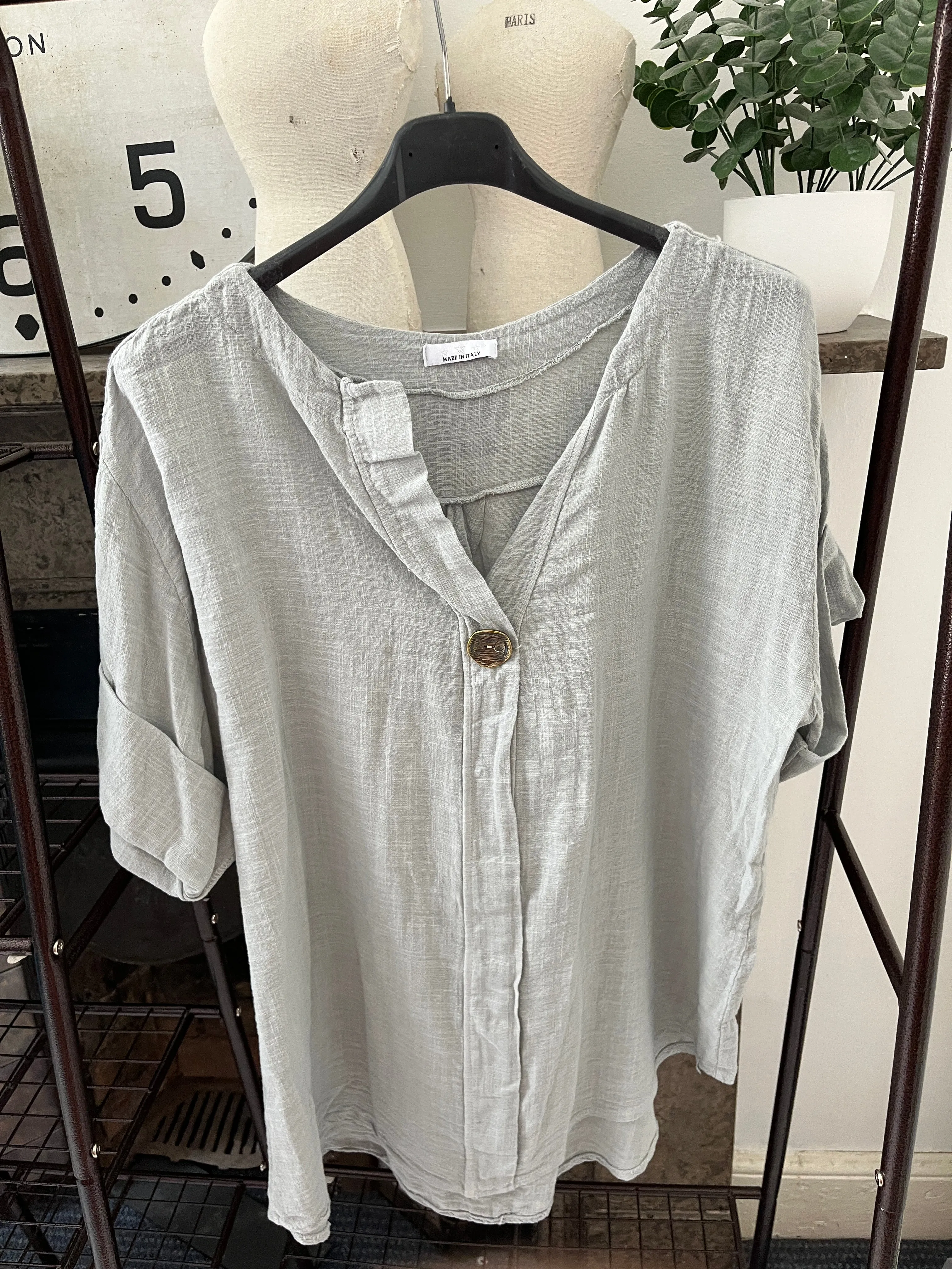 Atlanta One Button Boxy Slouch Blouse