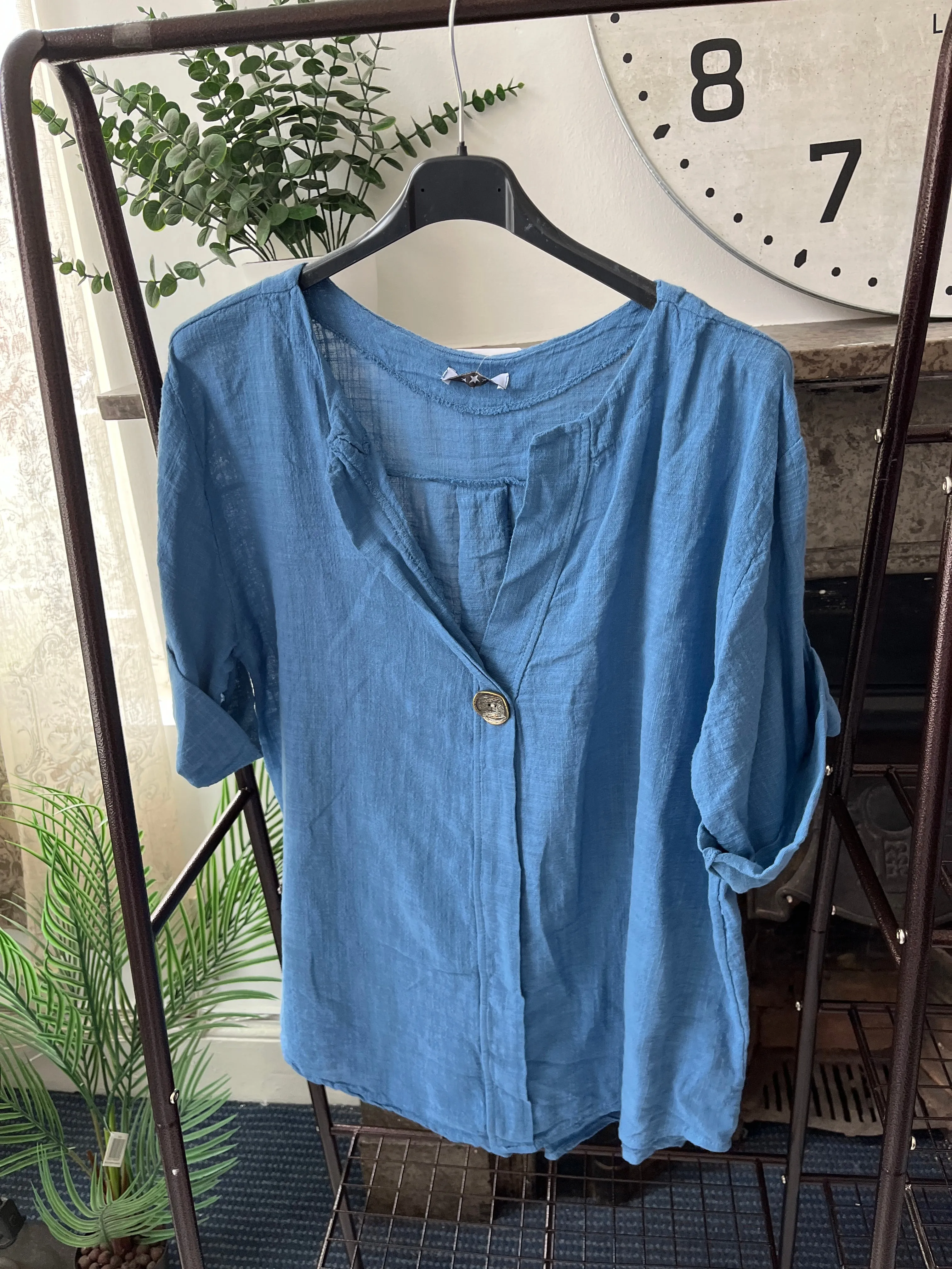 Atlanta One Button Boxy Slouch Blouse