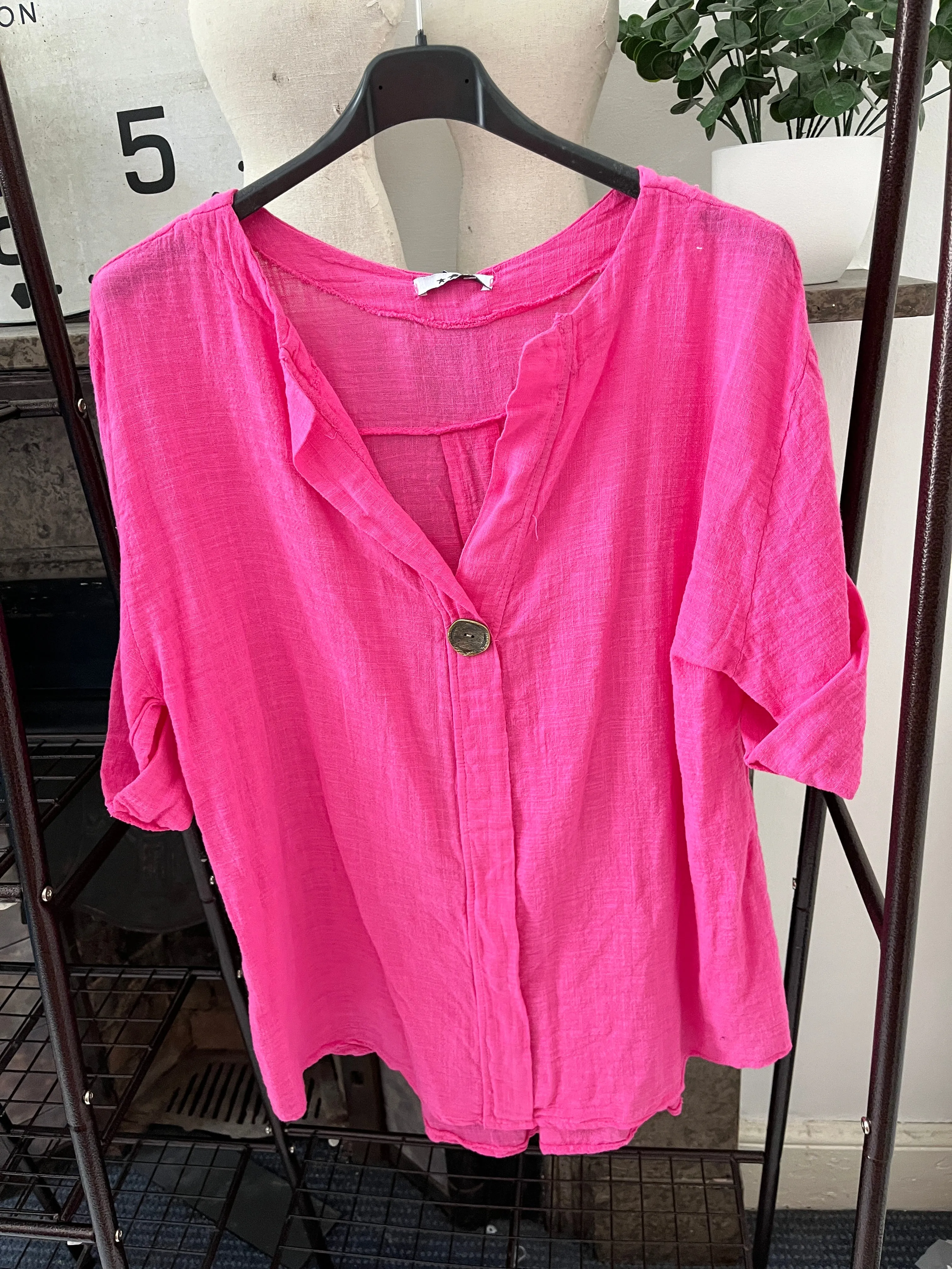 Atlanta One Button Boxy Slouch Blouse