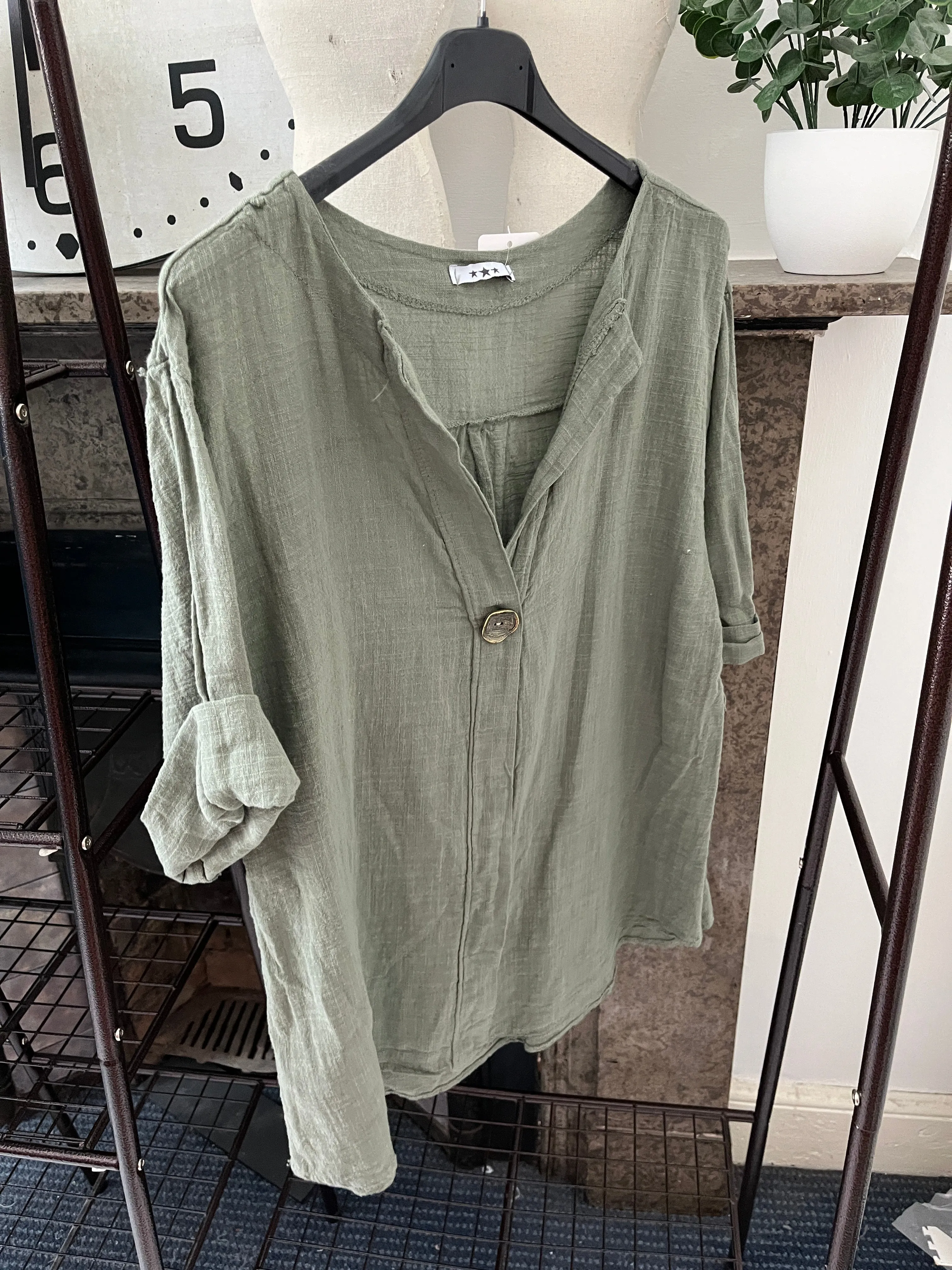 Atlanta One Button Boxy Slouch Blouse