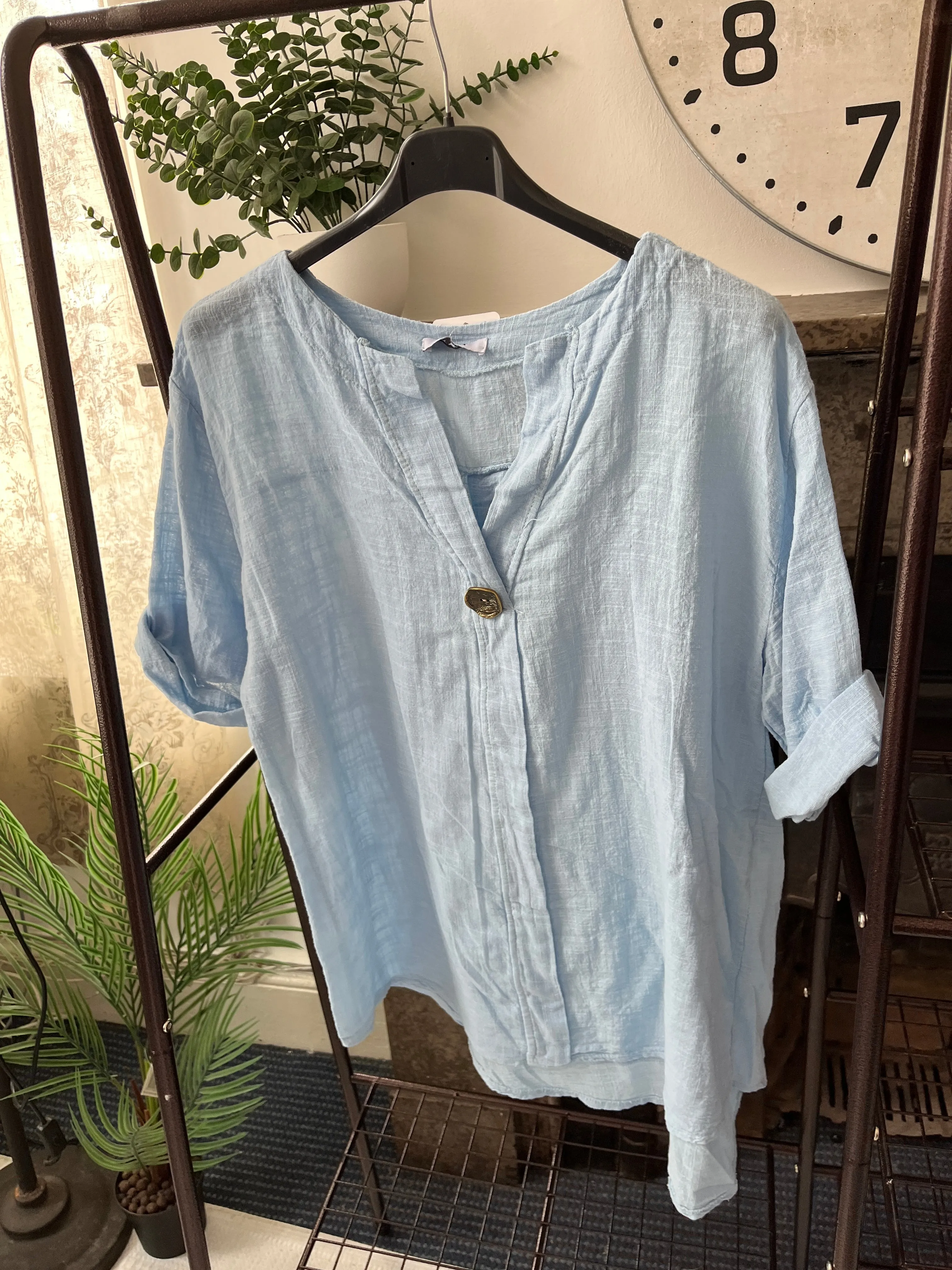 Atlanta One Button Boxy Slouch Blouse