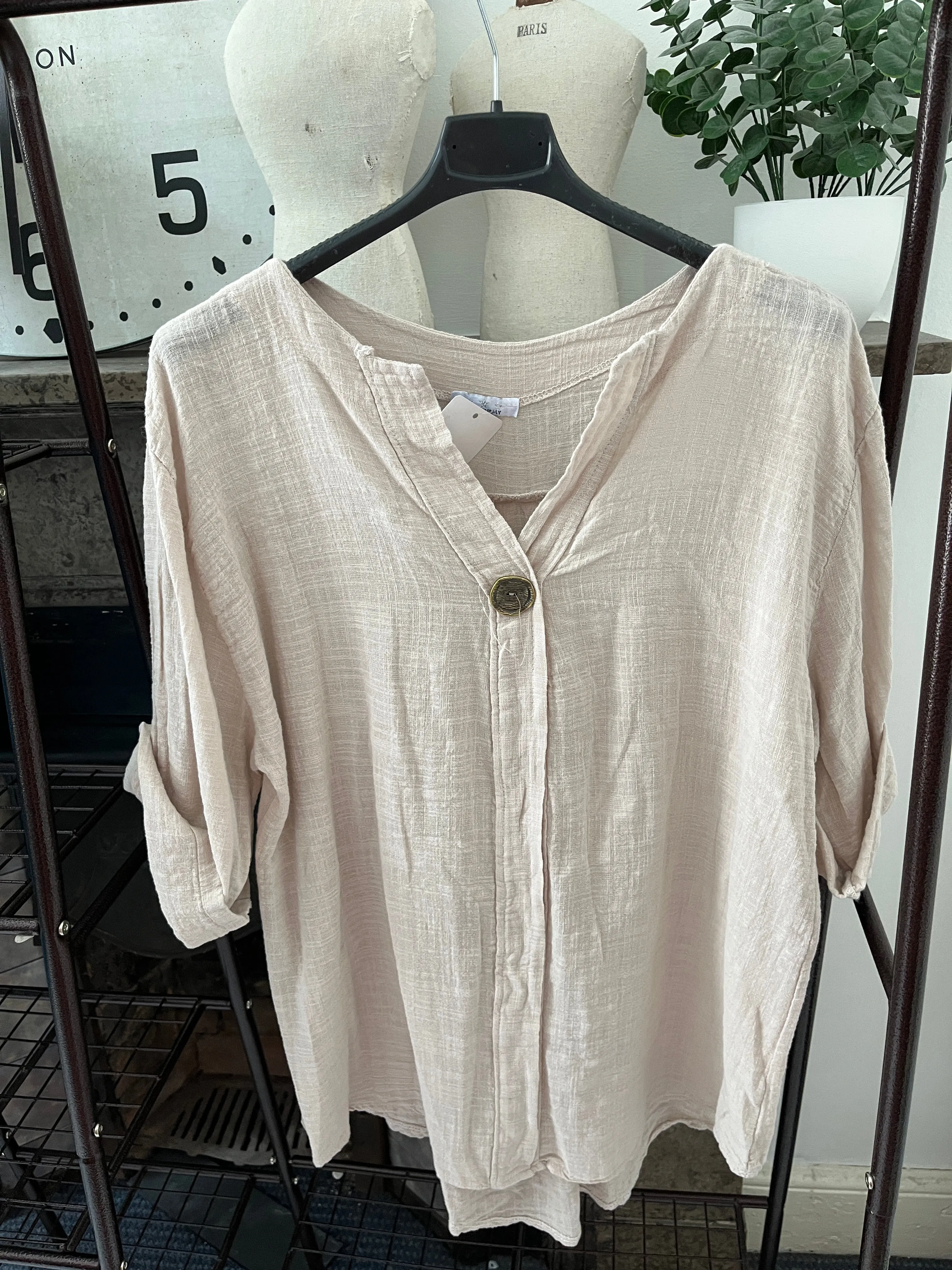 Atlanta One Button Boxy Slouch Blouse