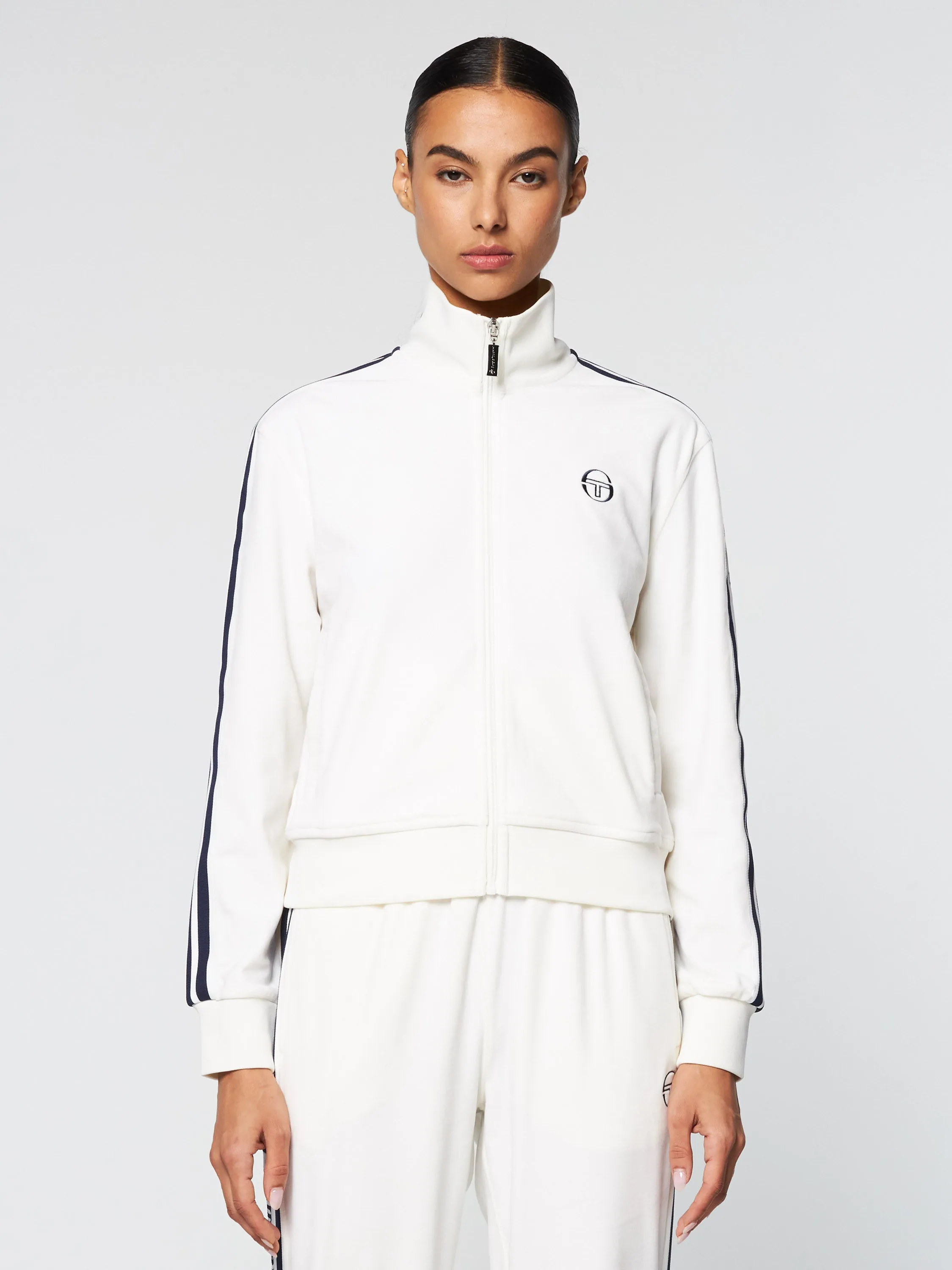 Atri Velour Track Jacket- Gardenia