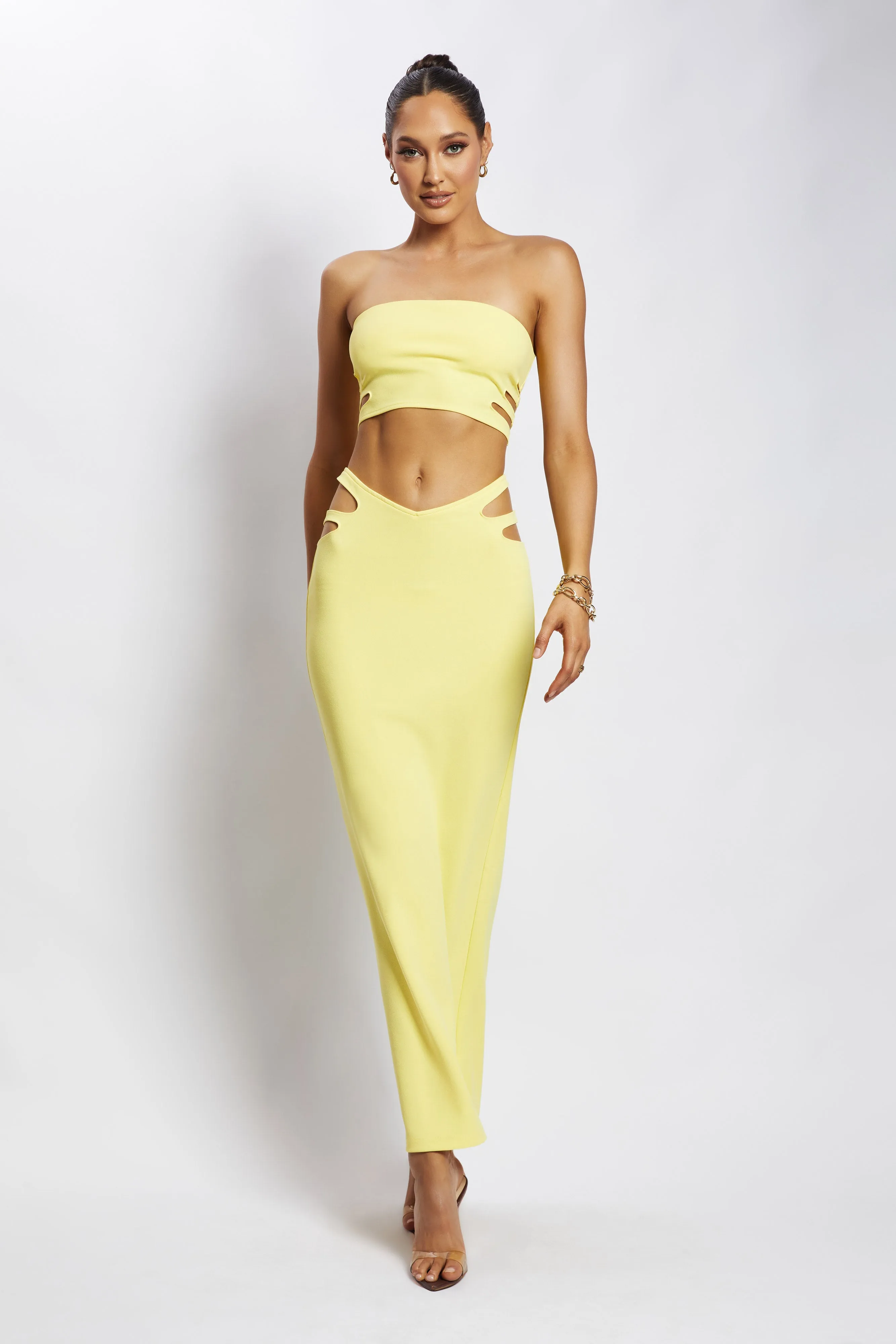 Audrina Cut Out Bandeau Top - Yellow