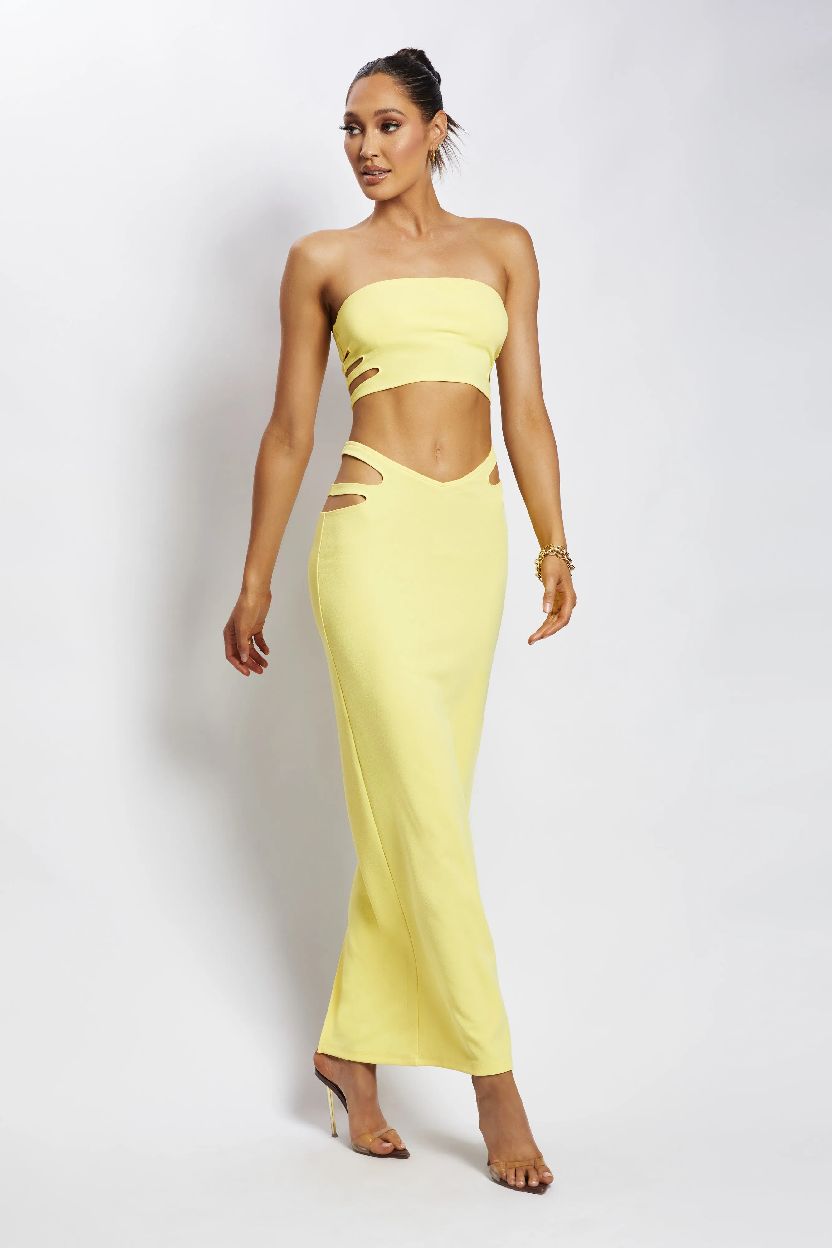 Audrina Cut Out Bandeau Top - Yellow