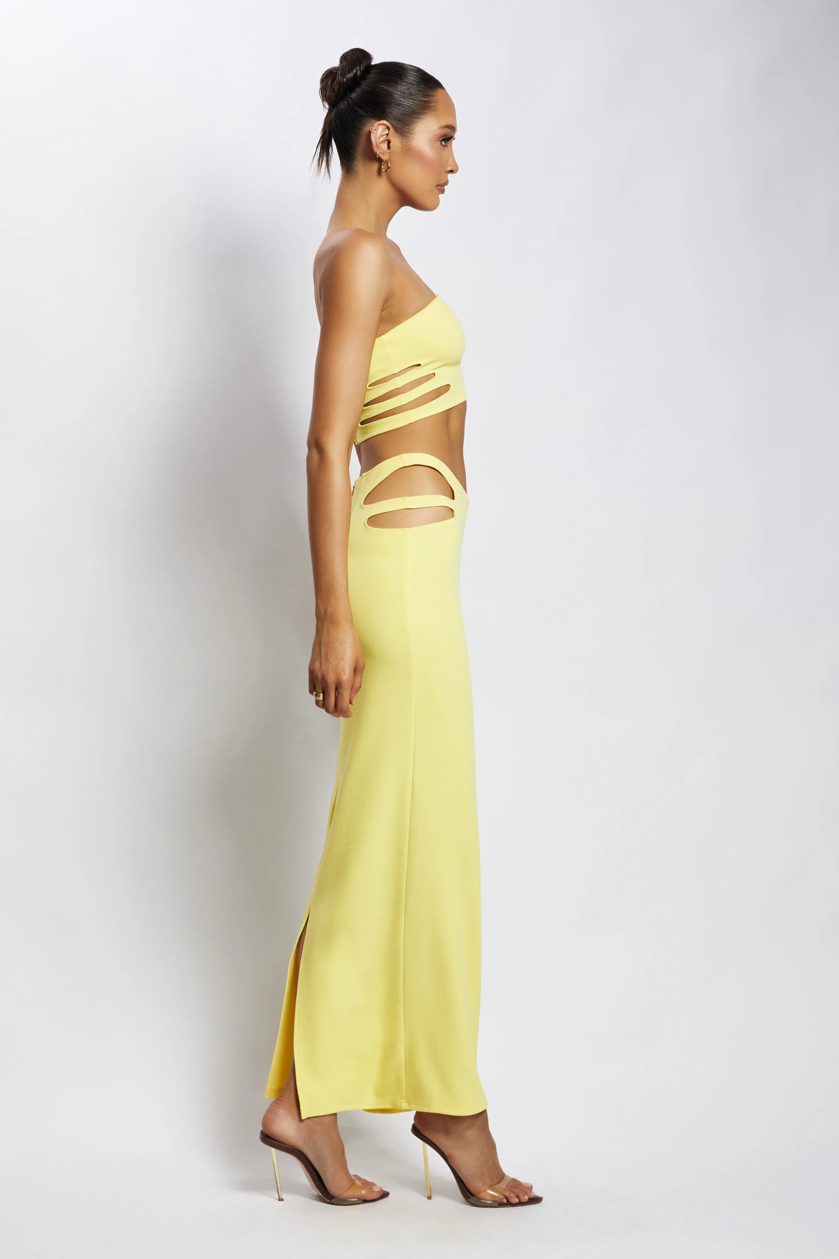 Audrina Cut Out Bandeau Top - Yellow