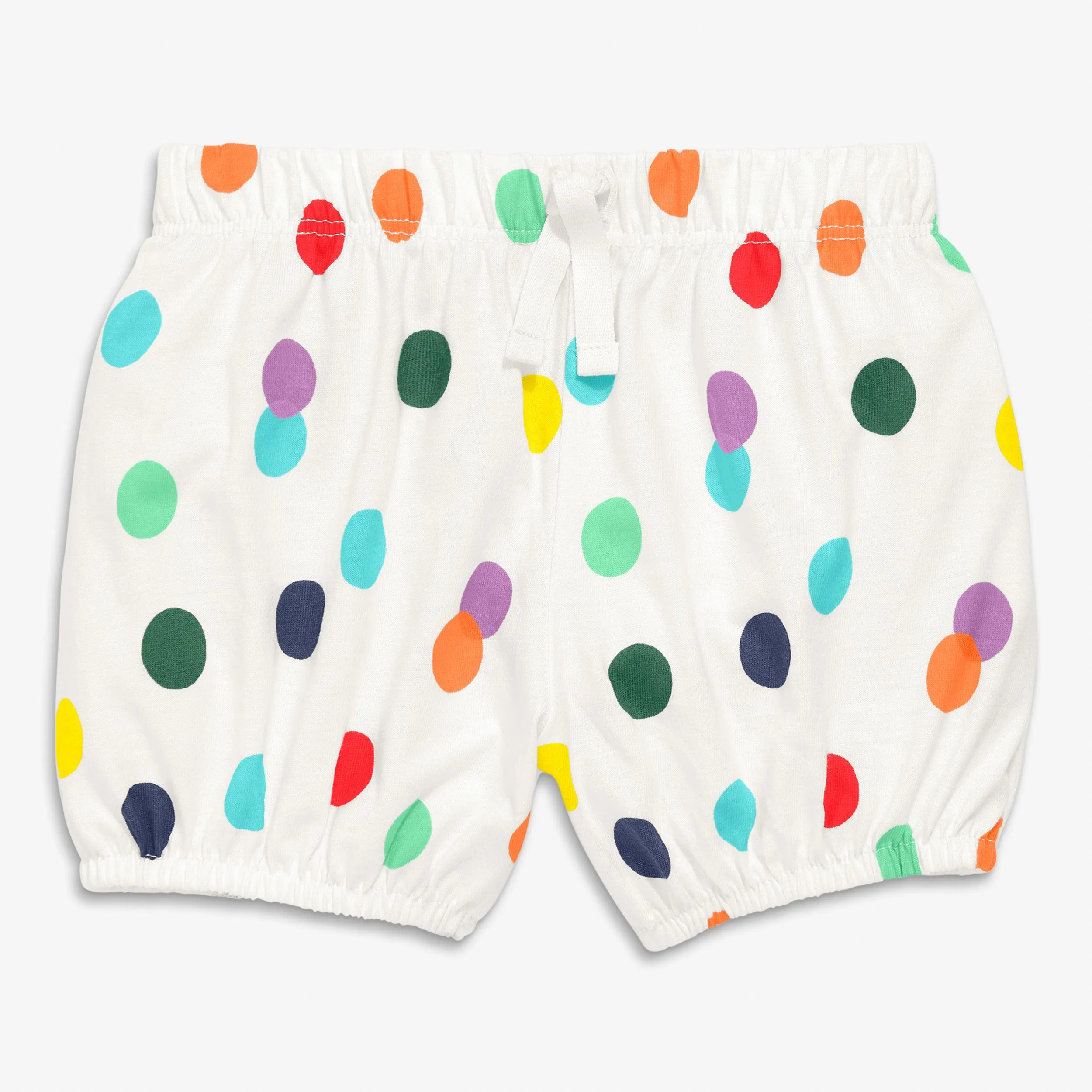 Baby bubble short in rainbow confetti dot