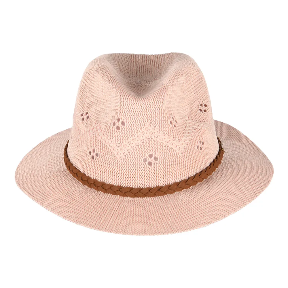 Barbour Hats Flowerdale Crochet Fedora Hat - Blush