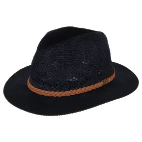 Barbour Hats Flowerdale Crochet Fedora Hat - Navy Blue