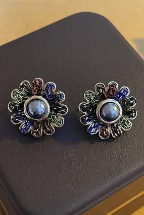 BEADS STUD FLOWER FASHION EARRINGS