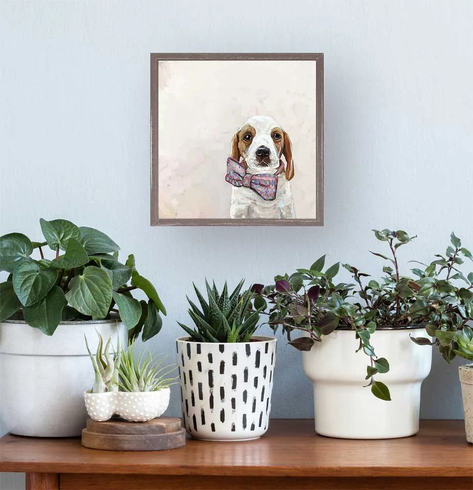 Best Friend - Baby Beagle In A Bowtie Mini Framed Canvas