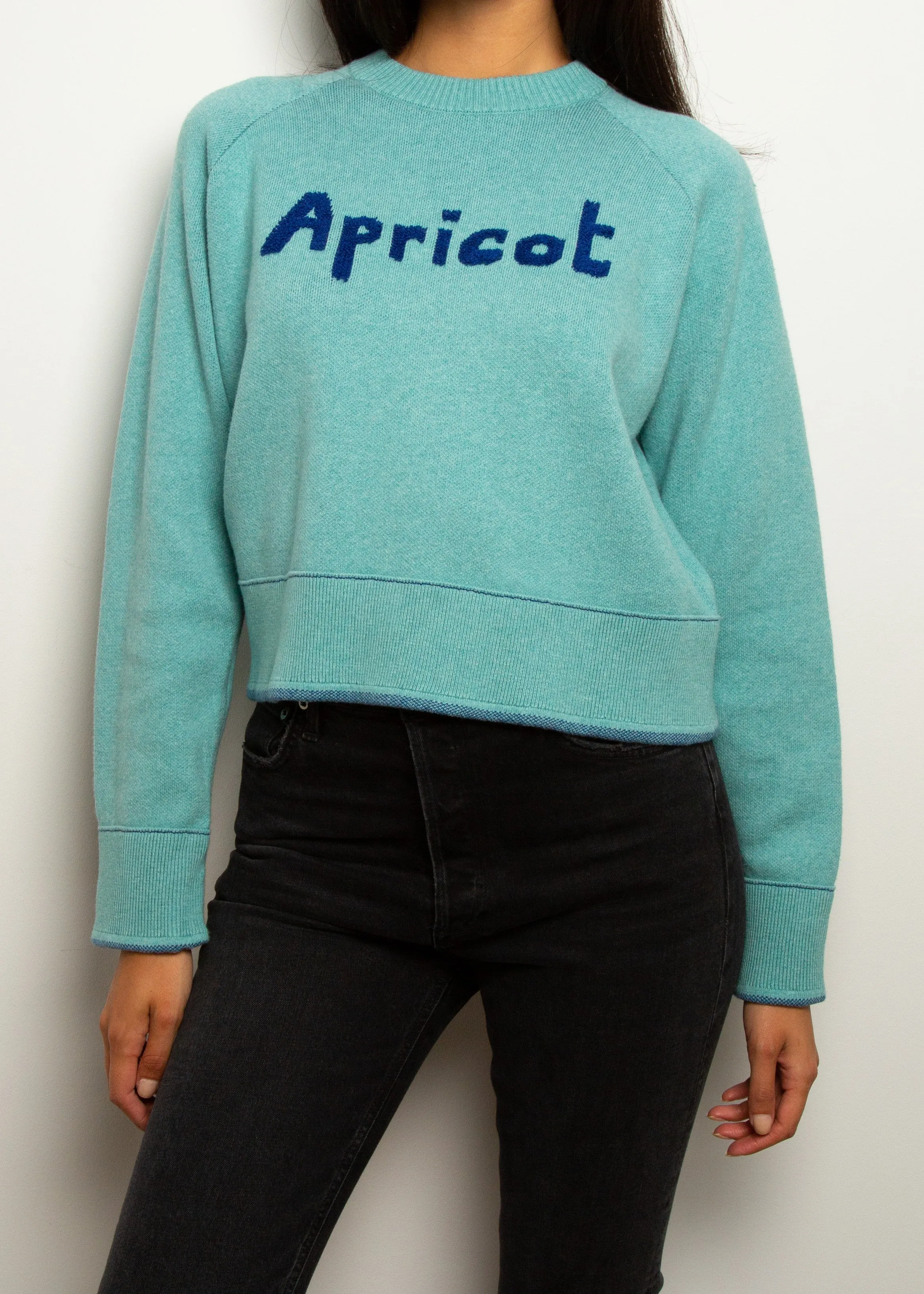 BF Apricot Cropped Raglan Jumper in Pale Blue