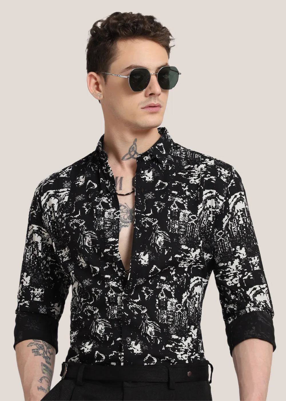 Black Abstract Printed shirt