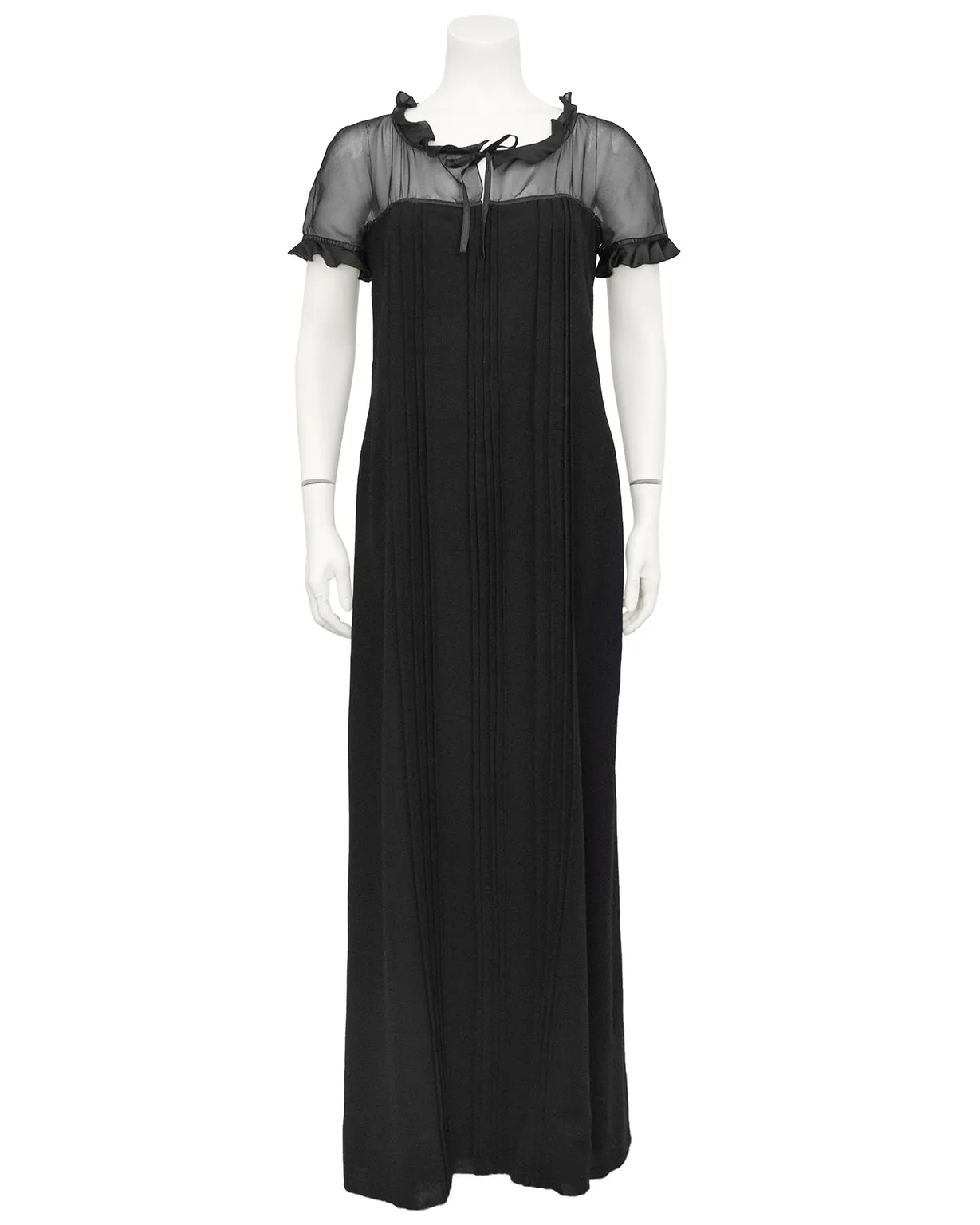 Black Chiffon and Wool Gown